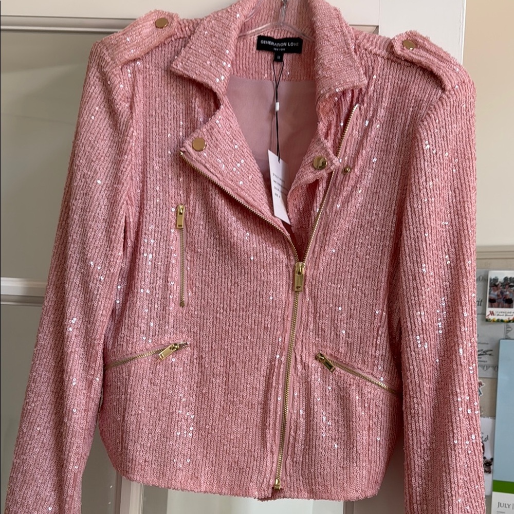 Pink Sequin Bomber Jacket
Generation love 
Never worn with tags
